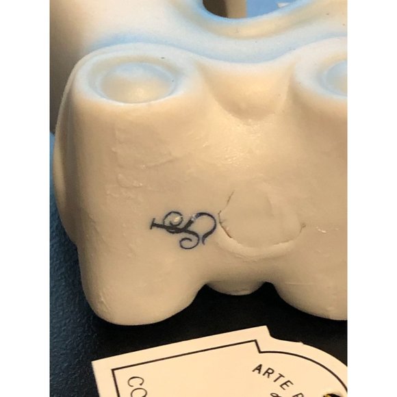 Porcelain Blue Baby Carriage Arte Porcelain designed by JS Collection Signed - Picture 2 of 12